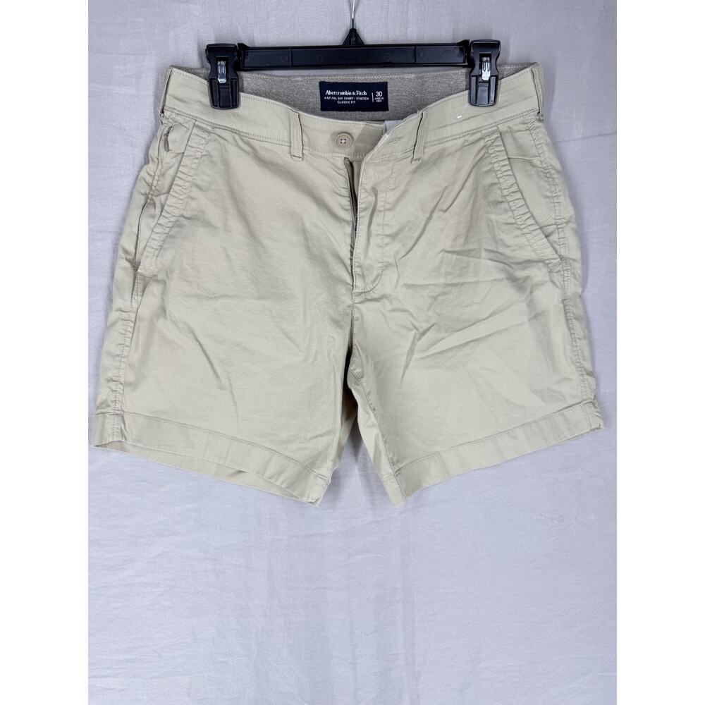 Abercrombie & Fitch Shorts Mens 30 Beige Stretch Chino 7" Inseam Casual Summer